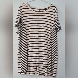 Lane Bryant - 26/28 - Navy/White Striped Short-Sleeved Tee